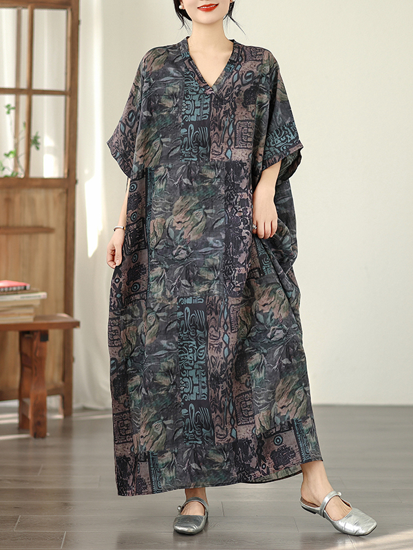 Linen Dress Wrap - Vestido Largo Retro de Verano con