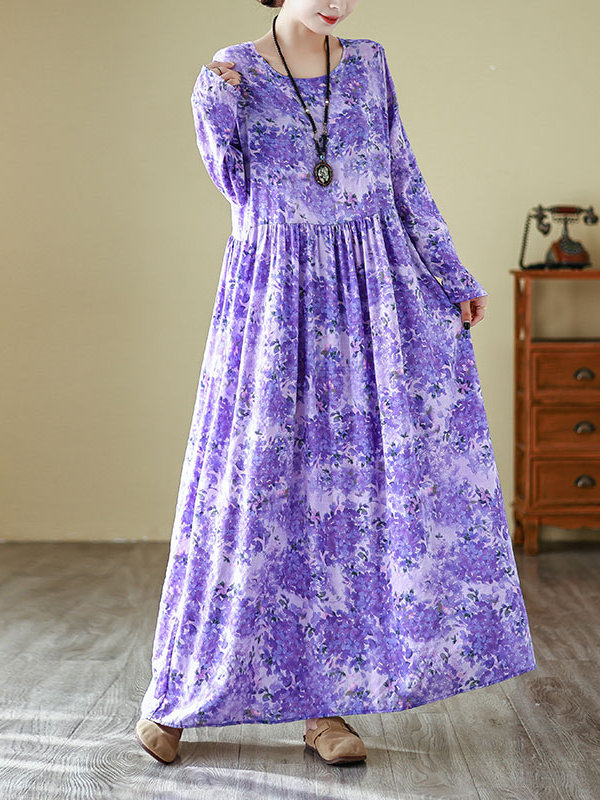 Vestido largo de cuello redond - Linen Dress Wrap reseña y precio