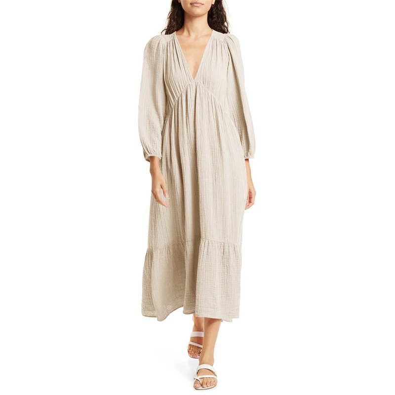 Vestido de muselina 100% de al - Linen Dress Wrap reseña y precio
