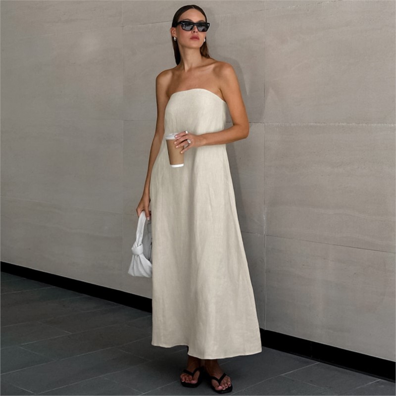 Vestido largo de lino y algodó - Linen Dress Wrap reseña y precio