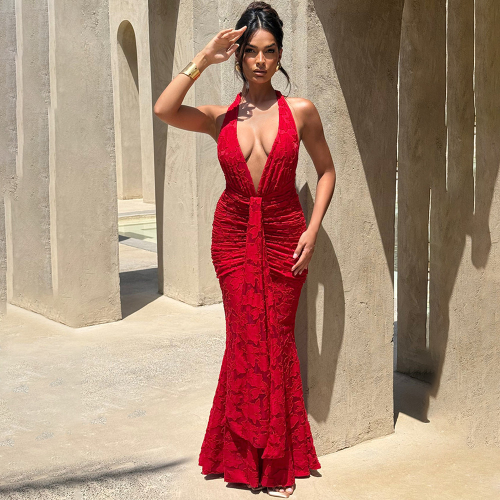 Vestido sexy con escote profun - Linen Dress Wrap reseña y precio