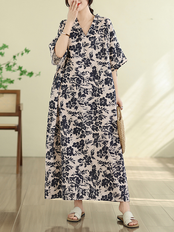 Vestido Largo Retro de Verano  - Linen Dress Wrap reseña y precio